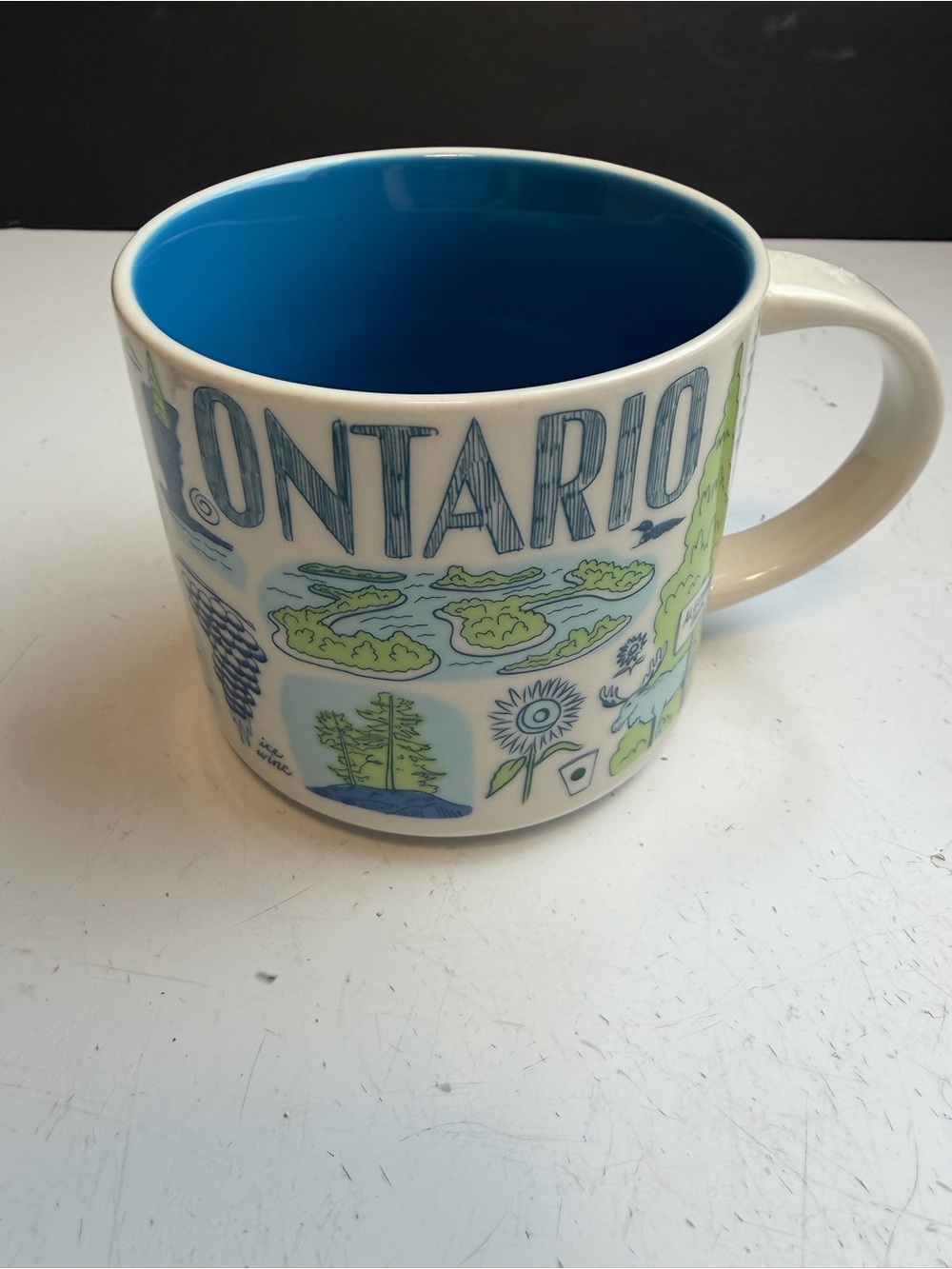 Starbucks Ontario Illustrated Ceramic Mug - Blue Interior